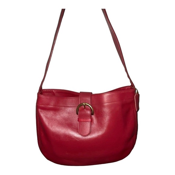 COACH Soho Women’s Vintage Buckle Red 'Poppy' Leather Hobo Bag Made in USA - Picture 8 of 16